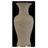 DR - Lenox Pierced Ribbon Bowl and Embossed Floral Vase Set, 6.5 Inches Tall