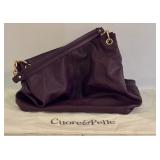 MBR - Cuore & Pelle Purple Leather Purse with Gold Hardware 12 x 15 x 6 Inches