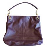 MBR - Cuore & Pelle Purple Leather Purse with Gold Hardware 12 x 15 x 6 Inches