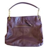 MBR - Cuore & Pelle Purple Leather Purse with Gold Hardware 12 x 15 x 6 Inches