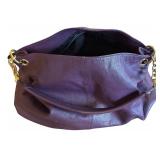 MBR - Cuore & Pelle Purple Leather Purse with Gold Hardware 12 x 15 x 6 Inches