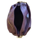 MBR - Cuore & Pelle Purple Leather Purse with Gold Hardware 12 x 15 x 6 Inches