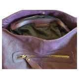 MBR - Cuore & Pelle Purple Leather Purse with Gold Hardware 12 x 15 x 6 Inches
