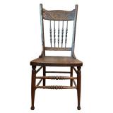 MBR - Vintage Wooden Chair with Carved Backrest