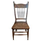 MBR - Vintage Wooden Chair with Carved Backrest