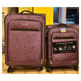 B - London Fog Purple 2-Piece Luggage Set Spinner Suitcases