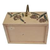 LR - Painted Wooden Serving Tray and Condiment Cubby Set with Pinecone Design