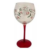 LR - Set of 8 Pfaltzgraff Winterberry Wine Goblets Etched and Handpainted