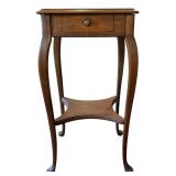 LR - Vintage Wooden Side Table with Drawer and Shelf