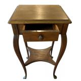 LR - Vintage Wooden Side Table with Drawer and Shelf