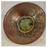 LR - Studio Art Pottery Bowl with Crushed Glass Inlay, 8 Inch