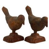 DR - Pair of Cast Iron Bronze Bird Statues, 5 Inches Tall