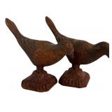 DR - Pair of Cast Iron Bronze Bird Statues, 5 Inches Tall