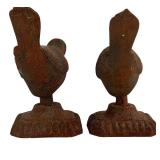 DR - Pair of Cast Iron Bronze Bird Statues, 5 Inches Tall