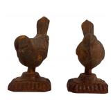 DR - Pair of Cast Iron Bronze Bird Statues, 5 Inches Tall