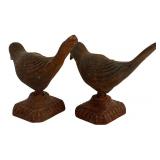 DR - Pair of Cast Iron Bronze Bird Statues, 5 Inches Tall