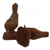 DR - Pair of Cast Iron Bronze Bird Statues, 5 Inches Tall