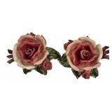 LR - Pair of Porcelain Rose Wall Hangings, 7 1/4 Inches High