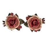 LR - Pair of Porcelain Rose Wall Hangings, 7 1/4 Inches High