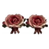 LR - Pair of Porcelain Rose Wall Hangings, 7 1/4 Inches High