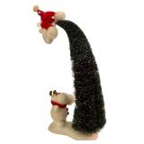 Set of 3 Christmas Figurines including Santa, Snowman, and Tree Display