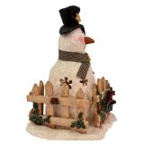 Set of 3 Christmas Figurines including Santa, Snowman, and Tree Display