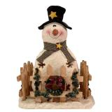 Set of 3 Christmas Figurines including Santa, Snowman, and Tree Display