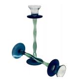 DR - Cristalleria Europa 2 Candleholders and 2 Bowls Hand Blown Glass Set