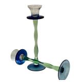 DR - Cristalleria Europa 2 Candleholders and 2 Bowls Hand Blown Glass Set