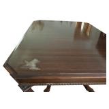 DR - Vintage Dining Table with 6 Red Upholstered Chairs and Leaves