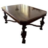 DR - Vintage Dining Table with 6 Red Upholstered Chairs and Leaves