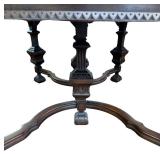 DR - Vintage Dining Table with 6 Red Upholstered Chairs and Leaves