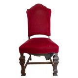 DR - Vintage Dining Table with 6 Red Upholstered Chairs and Leaves