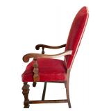 DR - Vintage Dining Table with 6 Red Upholstered Chairs and Leaves