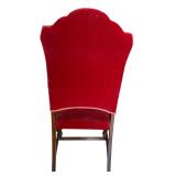 DR - Vintage Dining Table with 6 Red Upholstered Chairs and Leaves