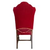 DR - Vintage Dining Table with 6 Red Upholstered Chairs and Leaves