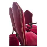 DR - Vintage Dining Table with 6 Red Upholstered Chairs and Leaves