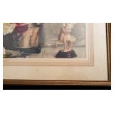 BR3 - Vintage Framed Floral Print with Figurine