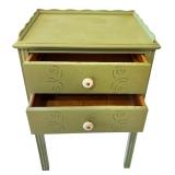 BR2 - Vintage Painted Wood Table with Two Drawers and Extra Knobs