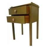 BR2 - Vintage Painted Wood Table with Two Drawers and Extra Knobs