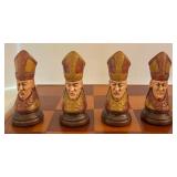 LR - Vintage Wooden Chess Set with Hand-Painted Pieces