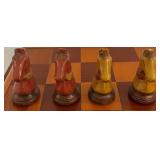 LR - Vintage Wooden Chess Set with Hand-Painted Pieces