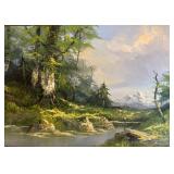 LR - Vintage Framed Landscape Oil Painting on Canvas, Signed