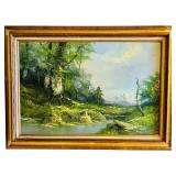 LR - Vintage Framed Landscape Oil Painting on Canvas, Signed
