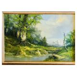 LR - Vintage Framed Landscape Oil Painting on Canvas, Signed