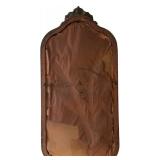 Vintage Wooden Framed Mirror with Ornate Top, 28 Inches Tall