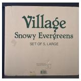 Department 56 Village Accessory Lot: Stone Wall, Snowy Evergreens, and Stone Corner Posts