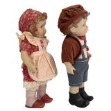 DR - Set of 2 Vintage Hansel and Gretel 10 Inch Porcelain Dolls