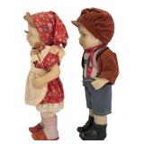 DR - Set of 2 Vintage Hansel and Gretel 10 Inch Porcelain Dolls