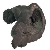 K - Vintage Statue of Girl with Frog, Bird, and Turtle